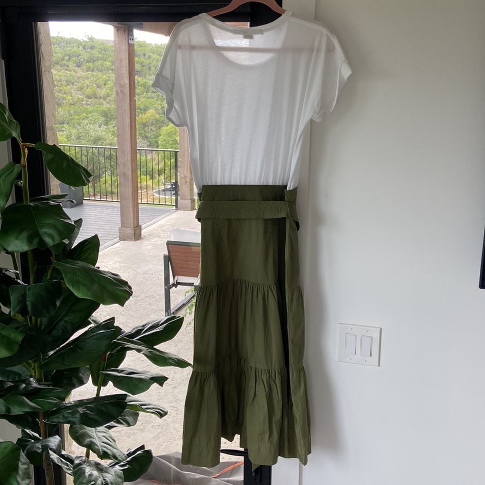Veronica Beard White and Olive Green Dress - Picture 2 of 6